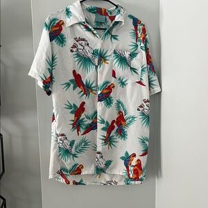 Tropical Parrot Print Men's Casual Shirt
